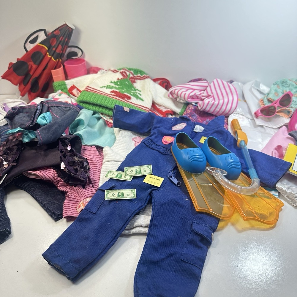 Large Lot 18" OG Doll Clothes Accessories Shoes Umbrella 40+ Pieces